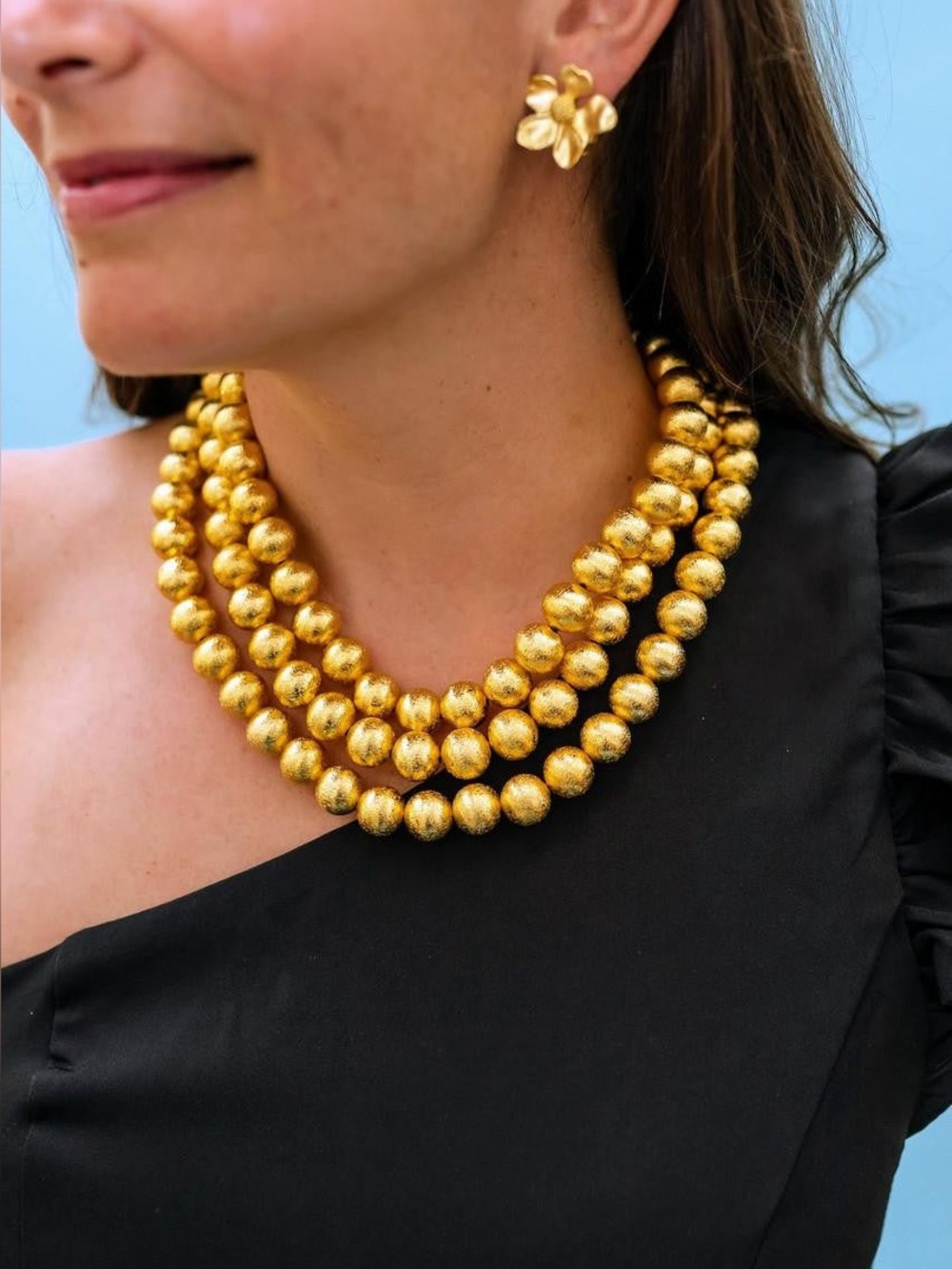 NWOT Lisi Lerch Diana Gold Triple Strand
Beaded Necklace